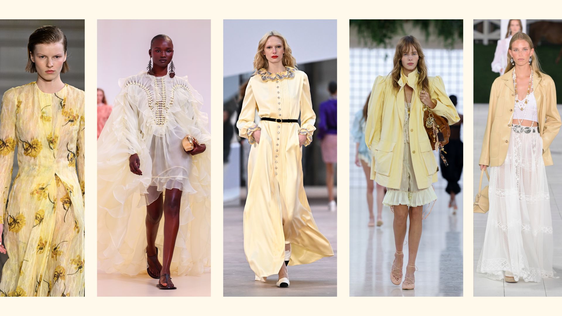 how to wear butter yellow: Getty Images: Emilia Wickstead / Zimmermann / Chanel / Chloe / Ralph Lauren 