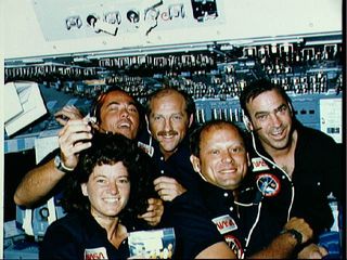Crew photo during the STS-7 mission.