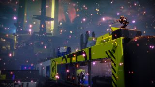 Marathon: A screenshot of a player sniping atop a yellow building as the Heat Cascade rains down.