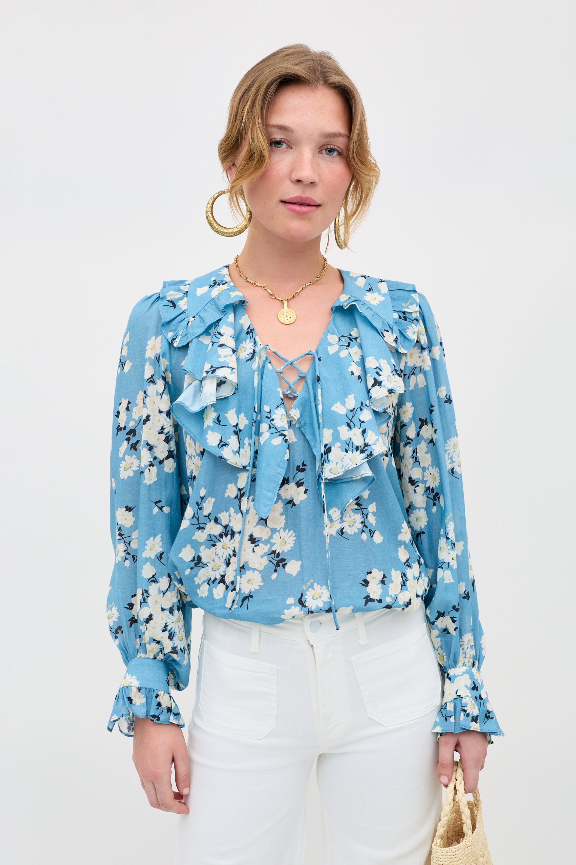 Milia Cotton Blouse in Amelia Bouquet Blue