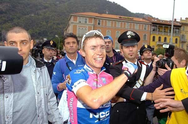 Cunego's smile belied the effort that is clearly visible in his face.