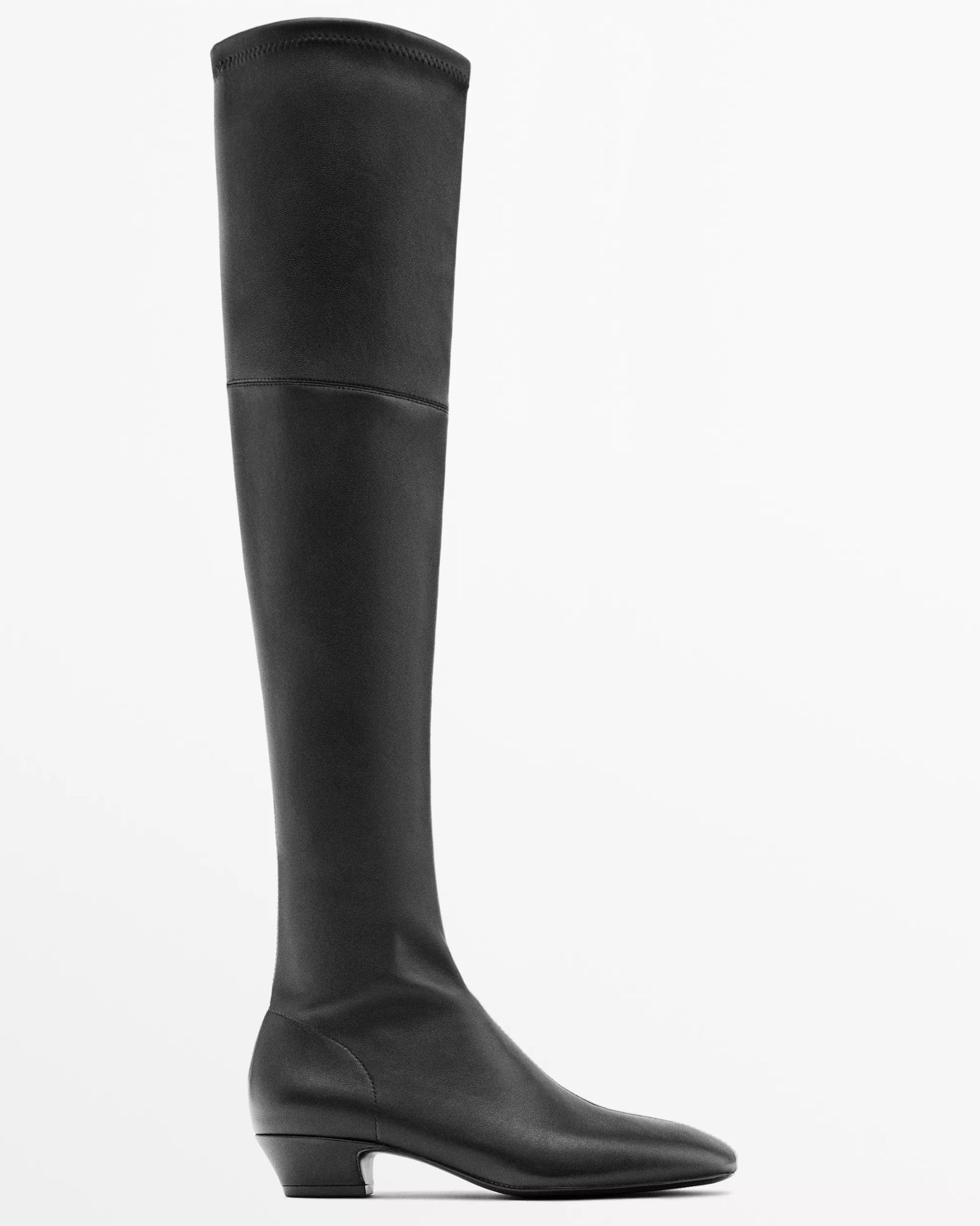 Massimo Dutti Leather Boots With Stretch Leg