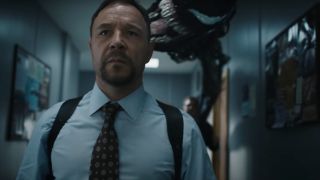 Stephen Graham nearly being eaten by Venom in Venom: Let There Be Carnage