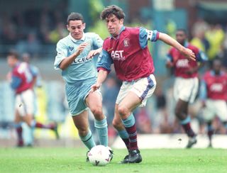 Aston Villa in action for Aston Villa against Coventry City in October 1995.