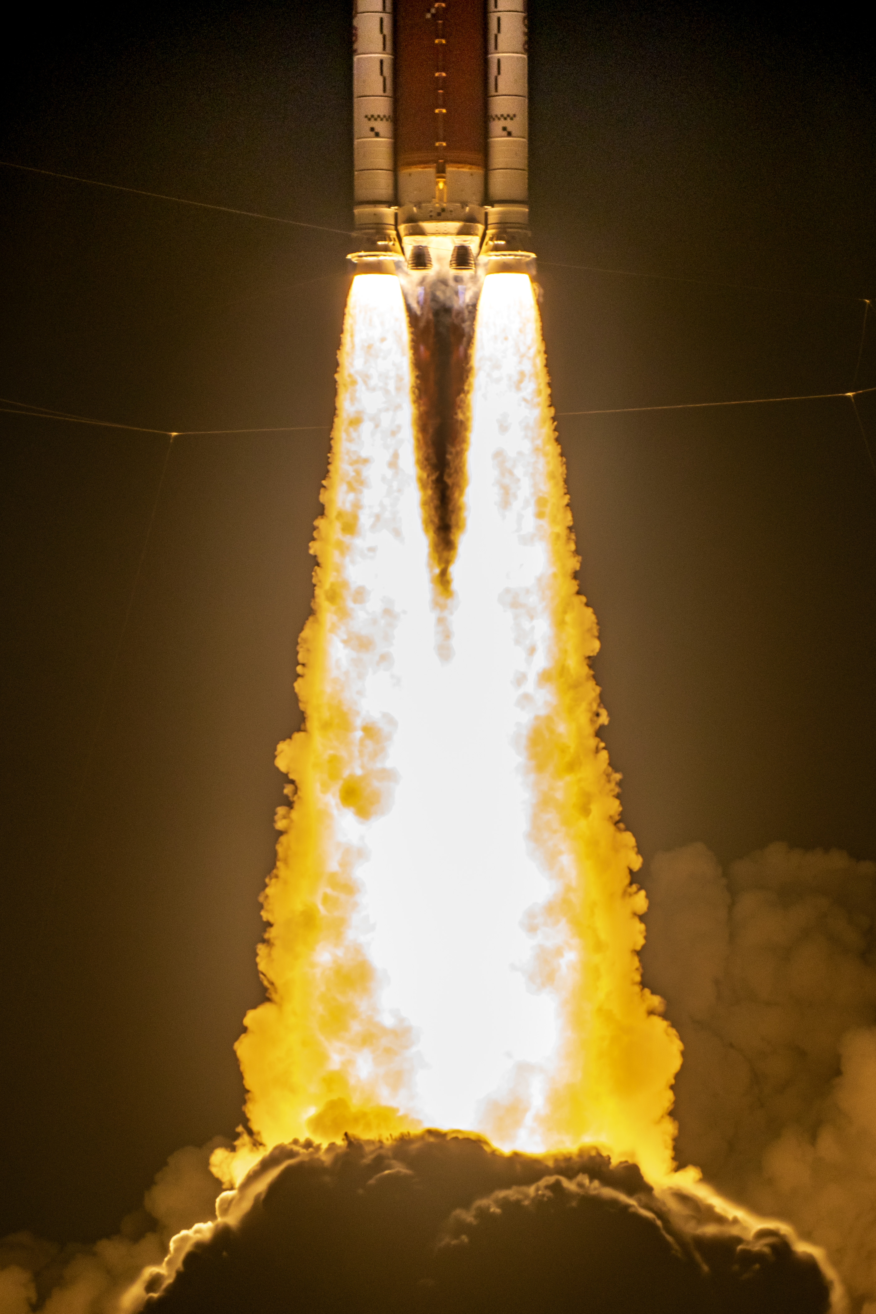 The Artemis 1 Space Launch System rocket shortly after liftoff on Nov. 16, 2022.