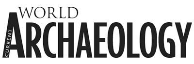 Logo of &quot;Current World Archaeology,&quot; featuring bold typography with &quot;WORLD&quot; in smaller font above the larger &quot;ARCHAEOLOGY&quot; text
