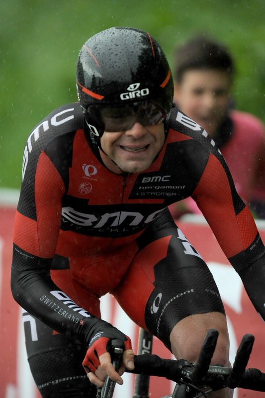 Cadel Evans digging deep during the 2013 time trial to Polsa