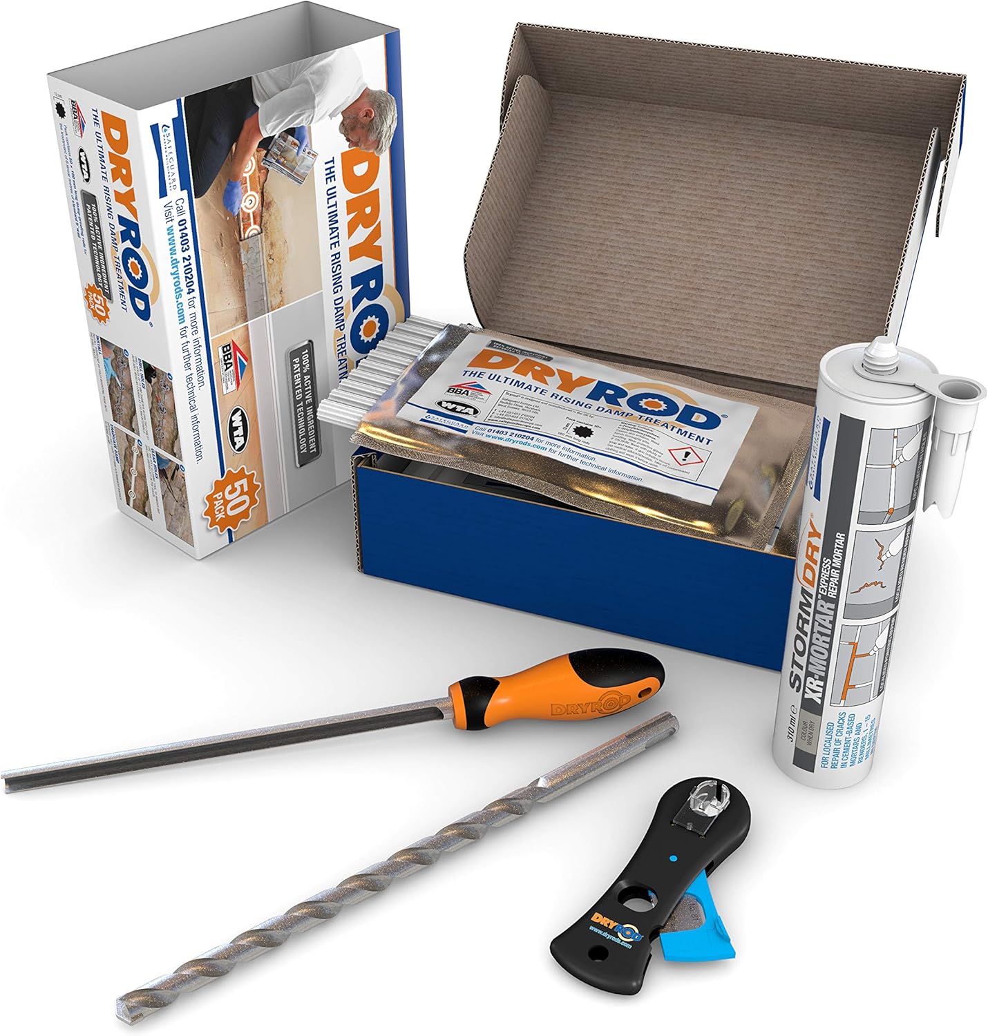 Dryrod Damp Proofing Rods Dpc Kit: Treats 6 Linear Metres (9&quot; Wall) - Bba Approved Rising Damp Treatment