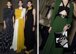 Models wear green, white and yellow dresses at Givenchy S/S 2019