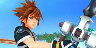 Sora wields a keyblade in Kingdom Hearts III.