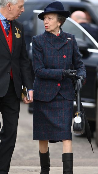 Princess Anne, Princess Royal arrives to attend on the final day of the Cheltenham Festival