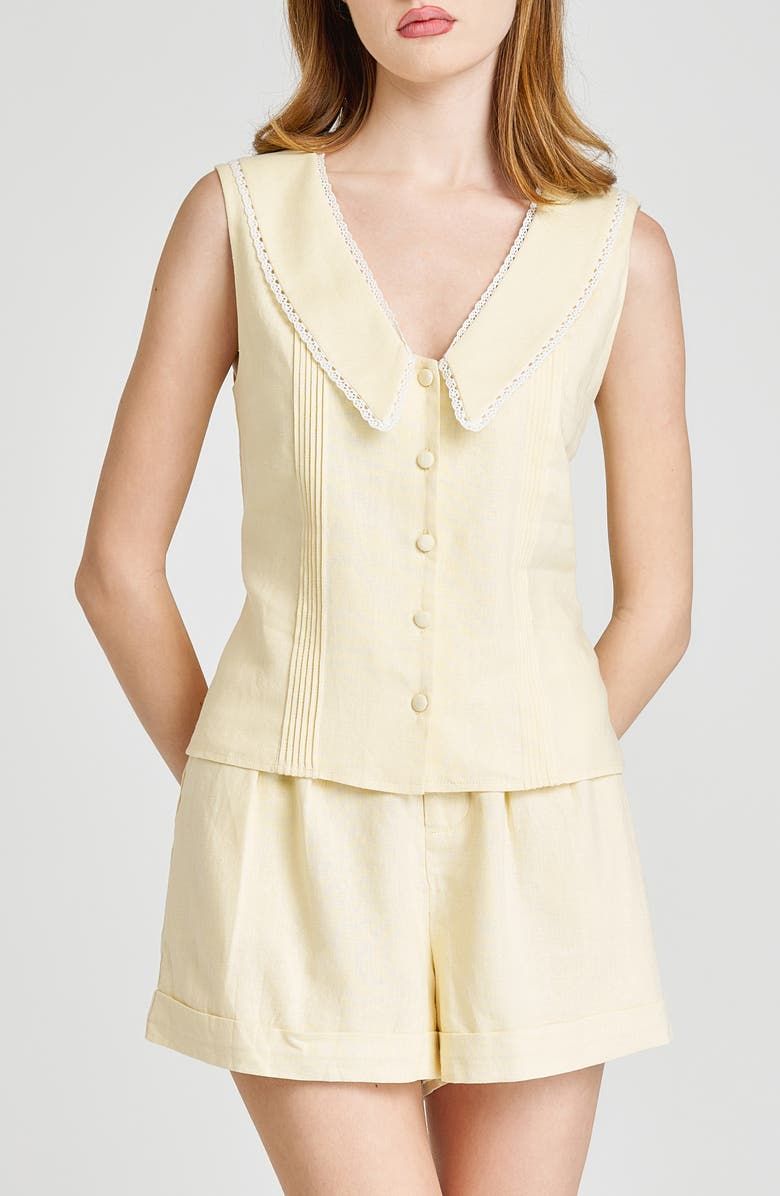 X Styled by Coco! Allie Lace Detail Linen Blend Top