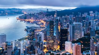 Hong Kong city view from The Peak at twilight