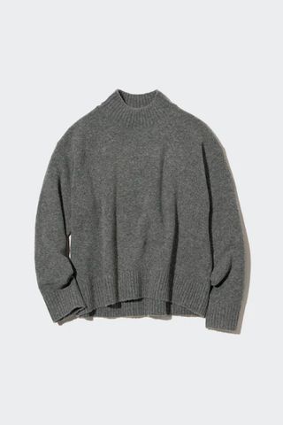 Uniqlo Souffle Yarn Mock Neck Long-Sleeve Sweater