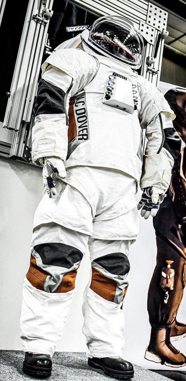 A full-body view of Astro, ILC Dover's Next Generation Spacesuit.