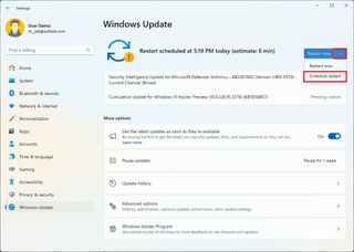 Windows Update schedule restart