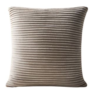 Paola Pleated Warm Grey Velvet Throw Pillow Cover 20''