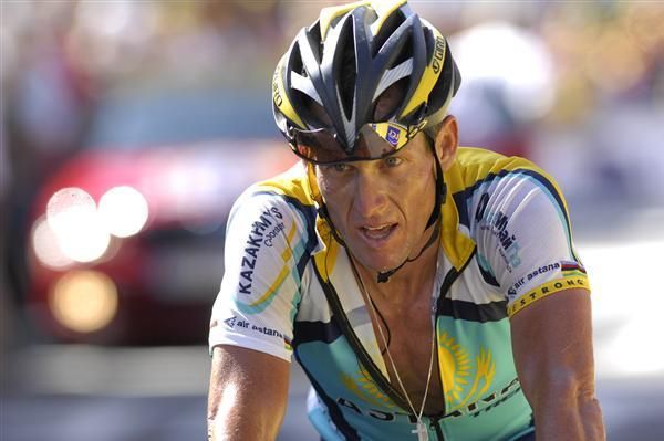 Lance Armstrong (Astana) looked spent at the finish