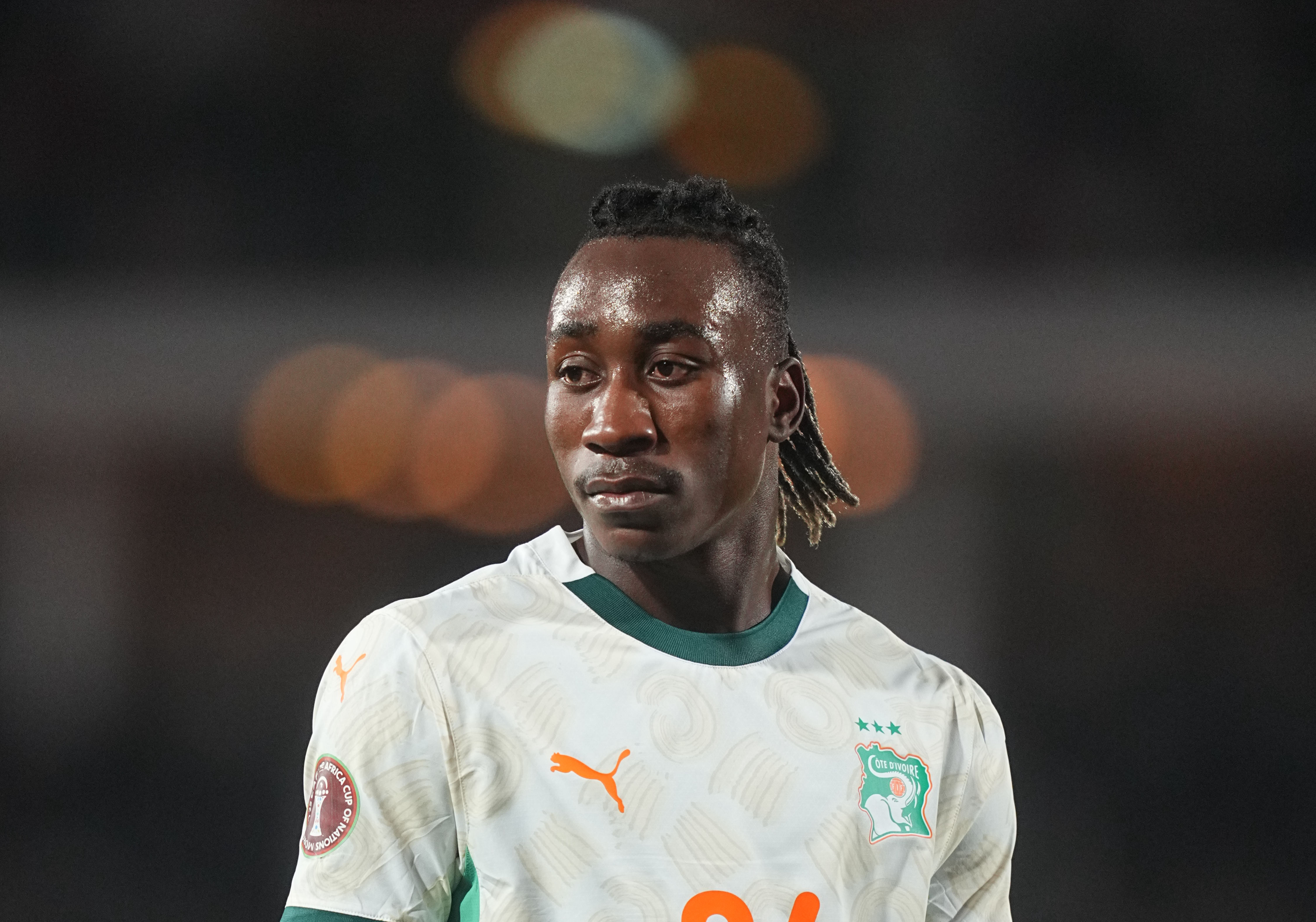 Yan Diomande of Ivory Coast looks on during the AFCON Group B match between Ivory Coast and Egypt at Agadir stadium, Agadir, Morocco on January 10, 2026. (Photo by Ulrik Pedersen/NurPhoto via Getty Images)