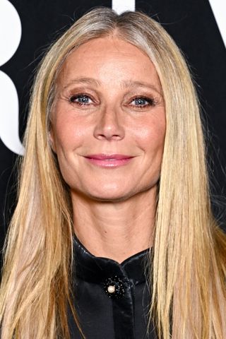 Gwyneth Paltrow is pictured with blonde hair with greying roots at the Giorgio Armani Privé Haute Couture Spring/Summer 2024 show as part of Paris Fashion Week on January 23, 2024 in Paris, France.