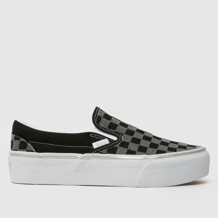 Vans Classic Slip on Platform in Black & Grey