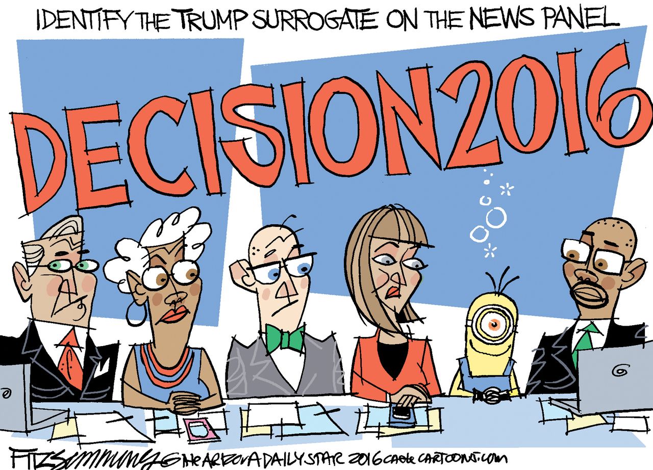 Political cartoon U.S. Donald Trump alien commentator election