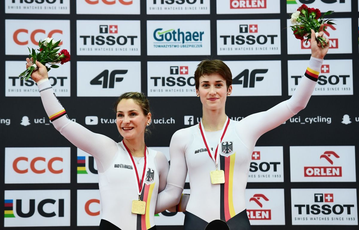 Team sprint winners, Pauline Sophie Grabosch and Kristina Vogel of Germany