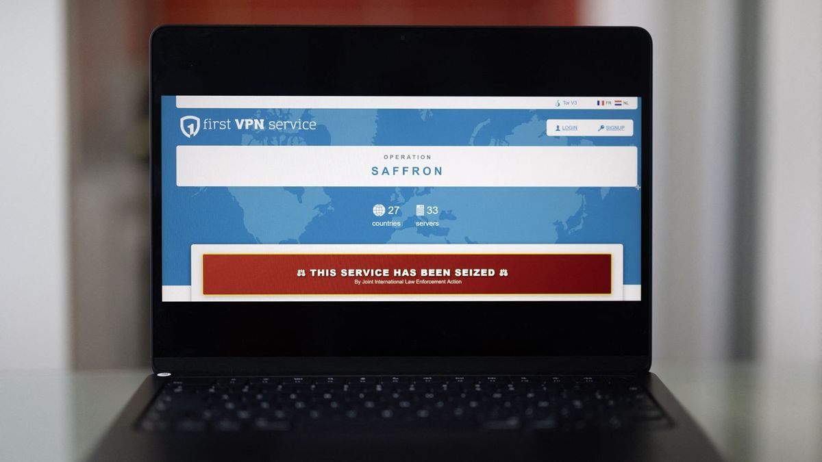 यो तस्बिरले एउटा ल्यापटप स्क्रिन देखाउँछ जुन युरोपोलको पहिलो VPN सेवा वेबसाइटलाई सन्देश पठन,