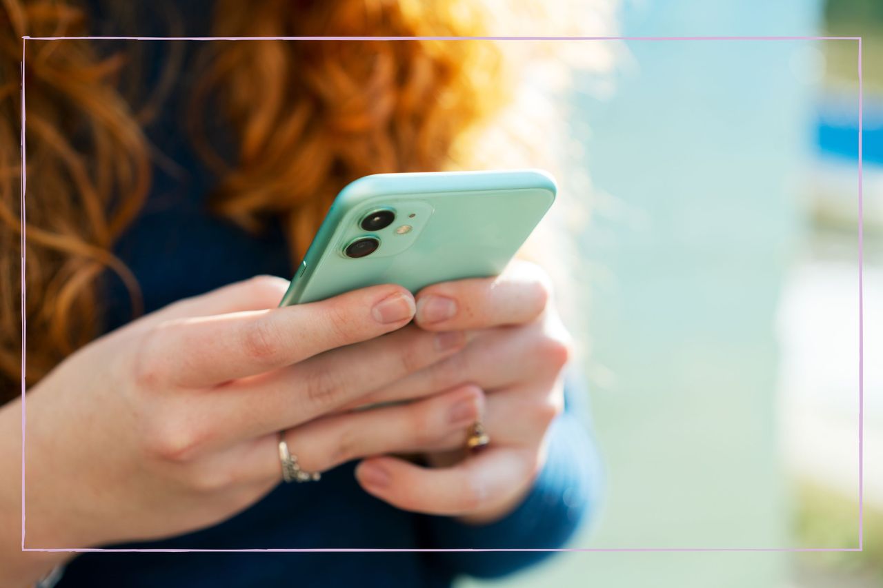 Close up of woman looking at her phone