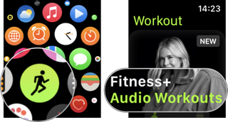 Delete individual Time to Walk and Time to Run episodes on Apple Watch: Open the Workout app, tap Audio Workouts.