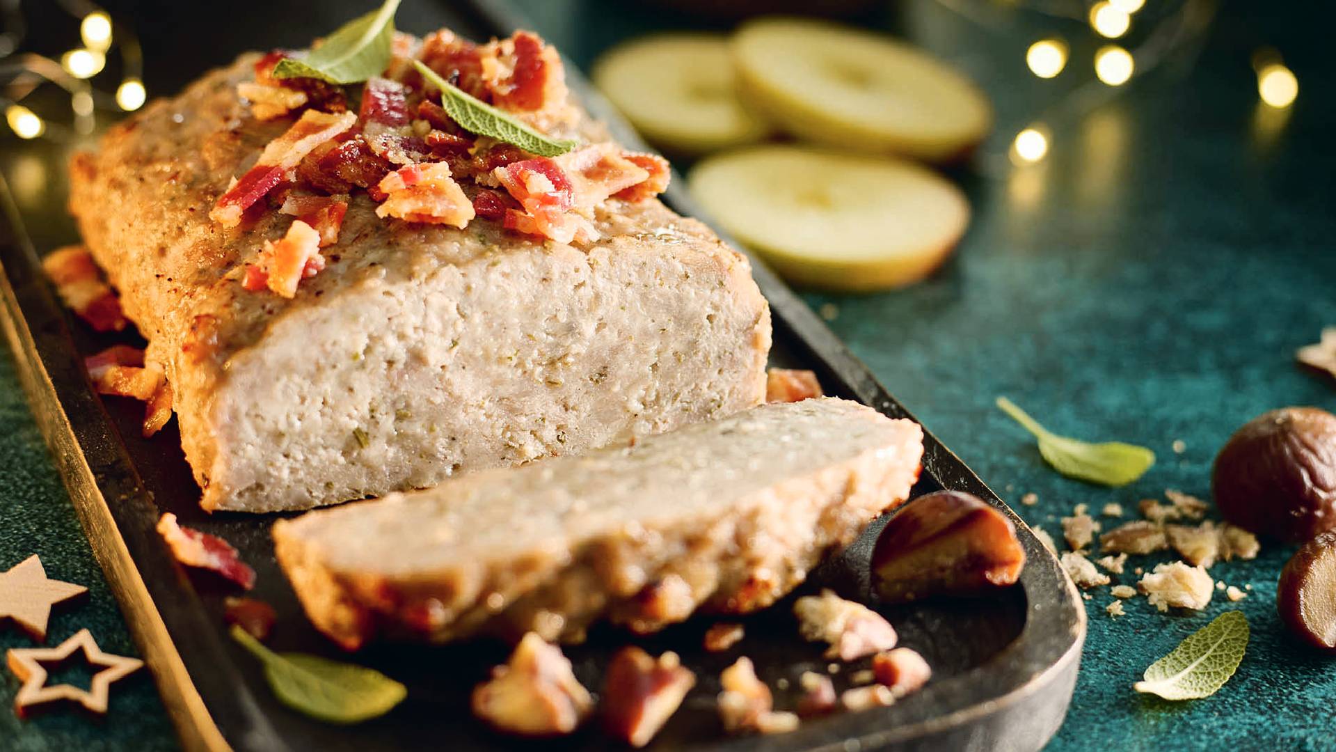 Booths British Outdoor Bred 75% Pork Stuffing Loaf with Sage, Chestnuts, Smoked British Bacon &amp;amp; Apple