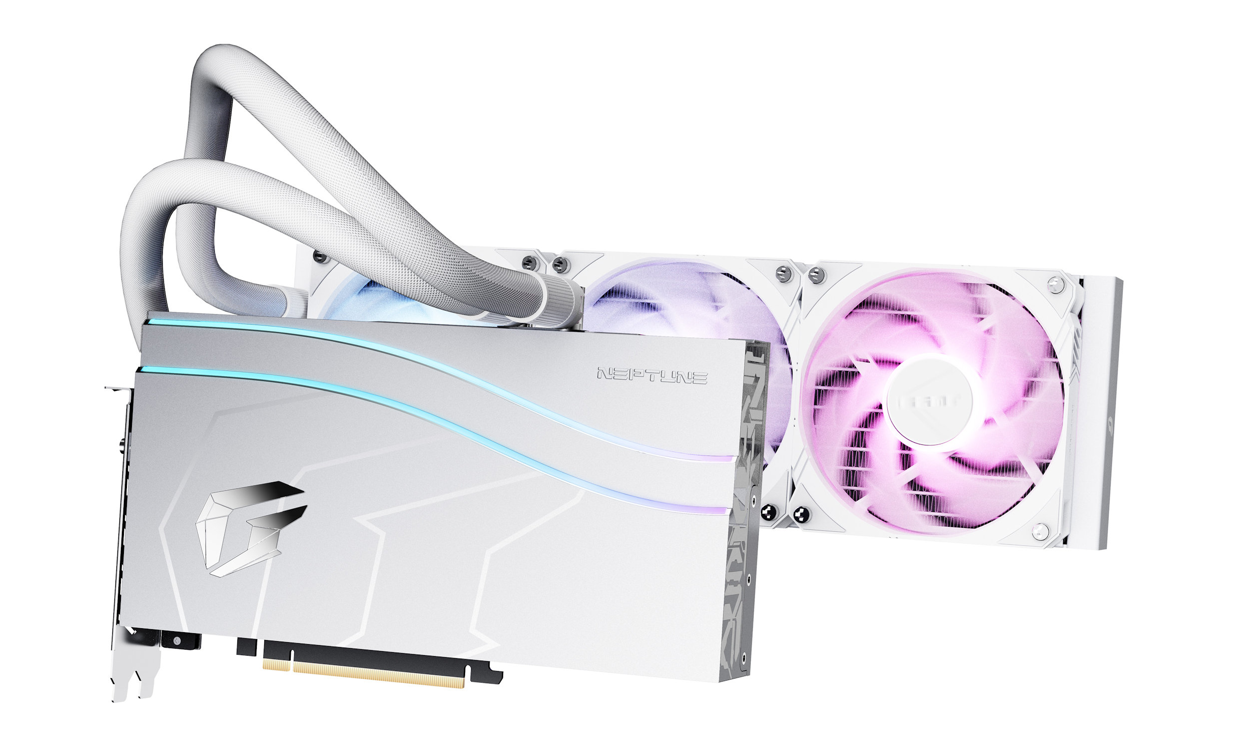 Colorful iGame Neptune RTX 4000 GPU in white and pink
