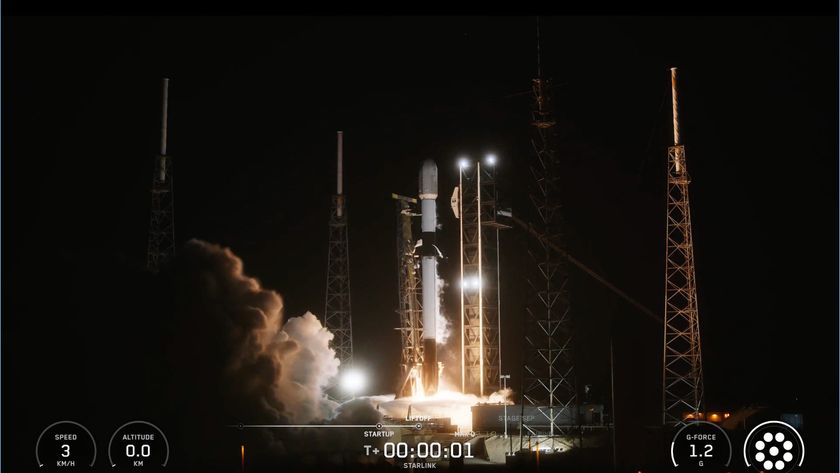 A SpaceX Falcon 9 rocket launches 28 Starlink satellites from Florida on Oct. 7, 2025.