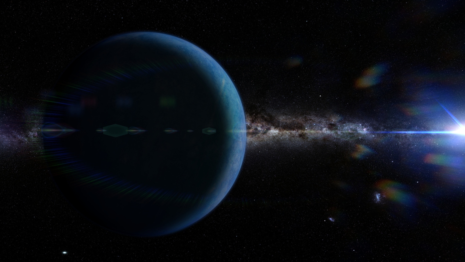 A dark planet with a distant star