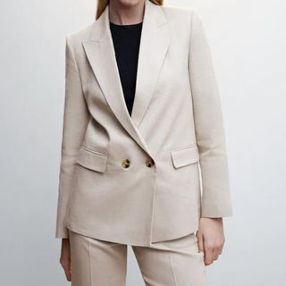 Mango 100% Linen Suit Blazer