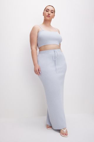 Ribbed Terry Maxi Skirt | Glass001