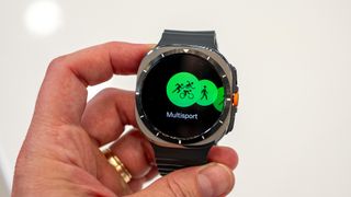 Choosing a workout after pressing the action button on the Samsung Galaxy Watch Ultra