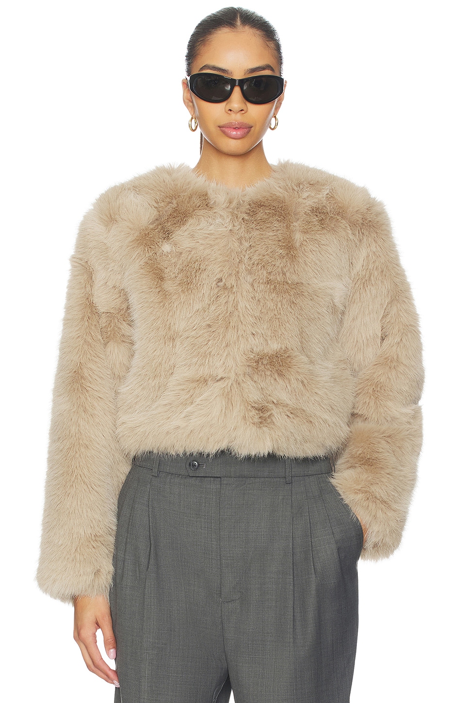 Crop Faux Fur Coat