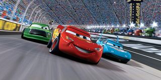 Lightning McQeen racing in Cars