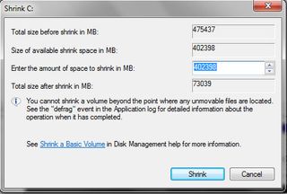 Shrink the drive to its smallest possible size