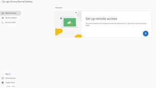 Chrome Remote Desktop's user interface for setting up remote access