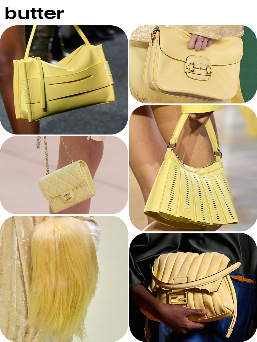 Collage of different handbag color trends