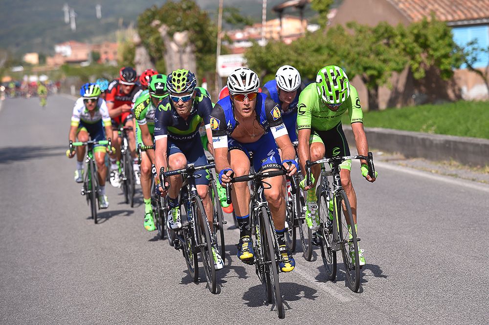 Matteo Trentin drives the pace during stage 4.