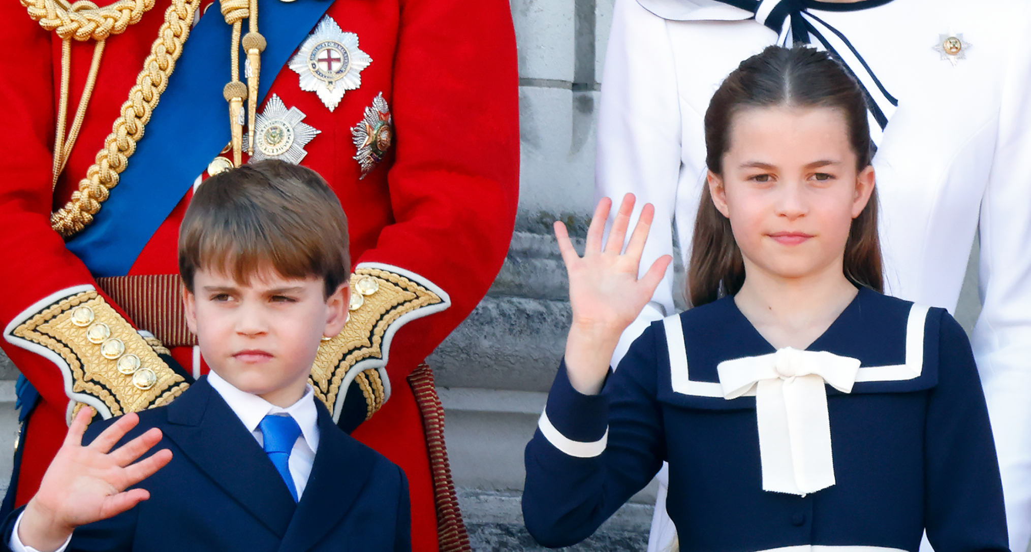 Princess Charlotte and Prince Louis waving at Trooping the Colour 