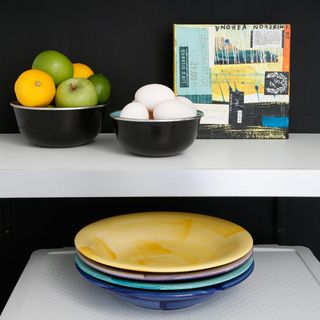 Kitchen shelf with eggs and plates