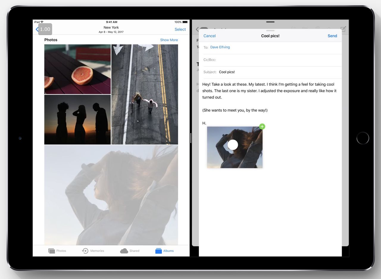 You can also drag and drop photos and hyperlinks across split-screen apps