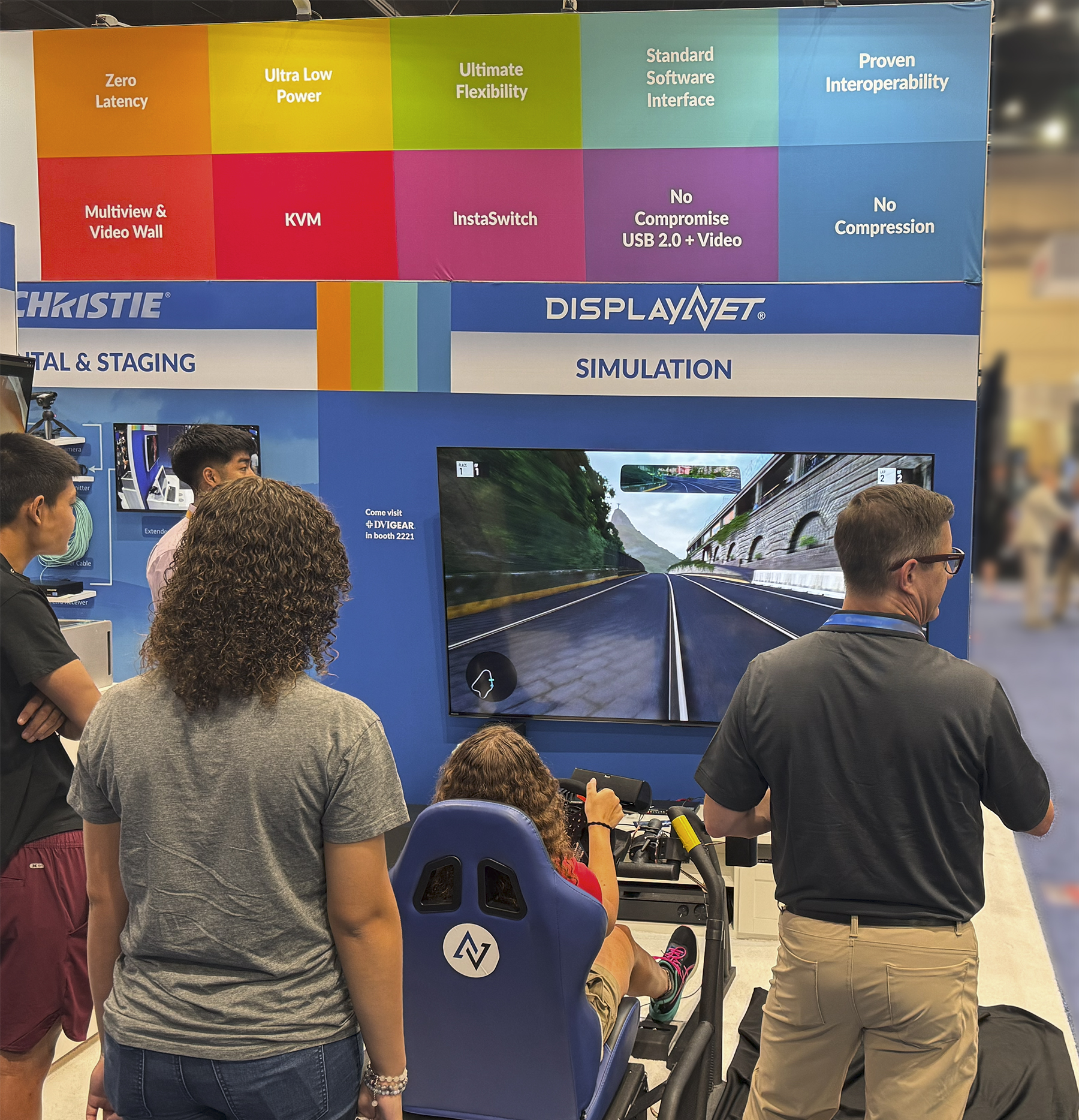 The DVIGear racing modulator at the SDVoE Alliance booth was a big hit with fans.