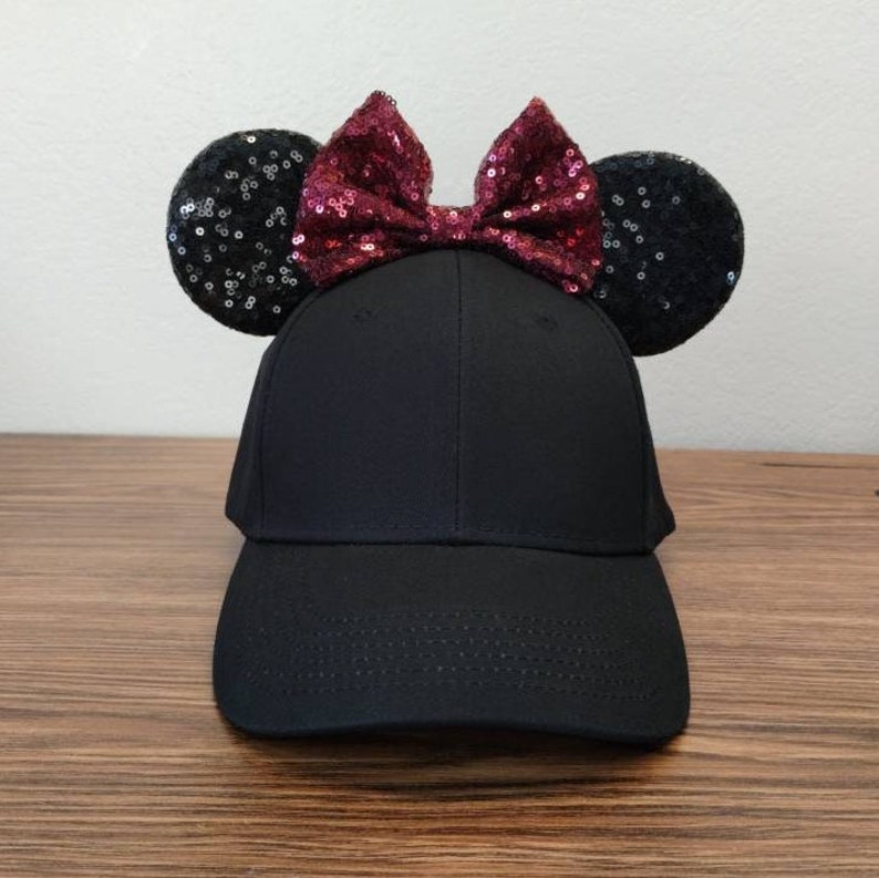 Disney Minnie Ears Hat Cap With Sequin Bow, Disney Mickey Ears Hat for Adults, Disney Baseball Hat