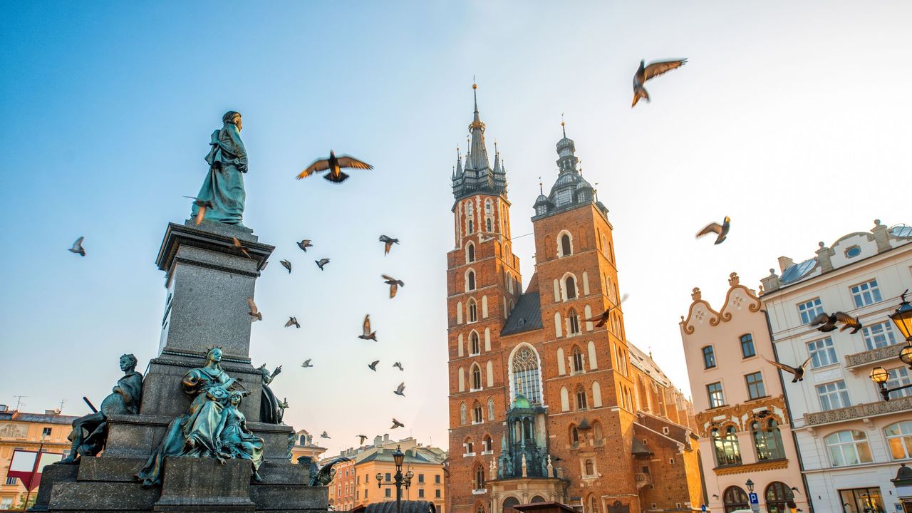 Old city center view in Krakow