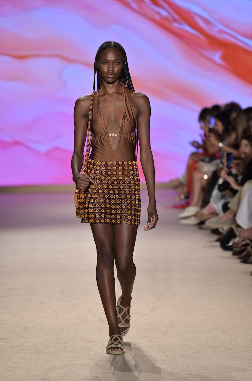 Leslie Amon model on the runway during Paraiso Miami Swim Week.